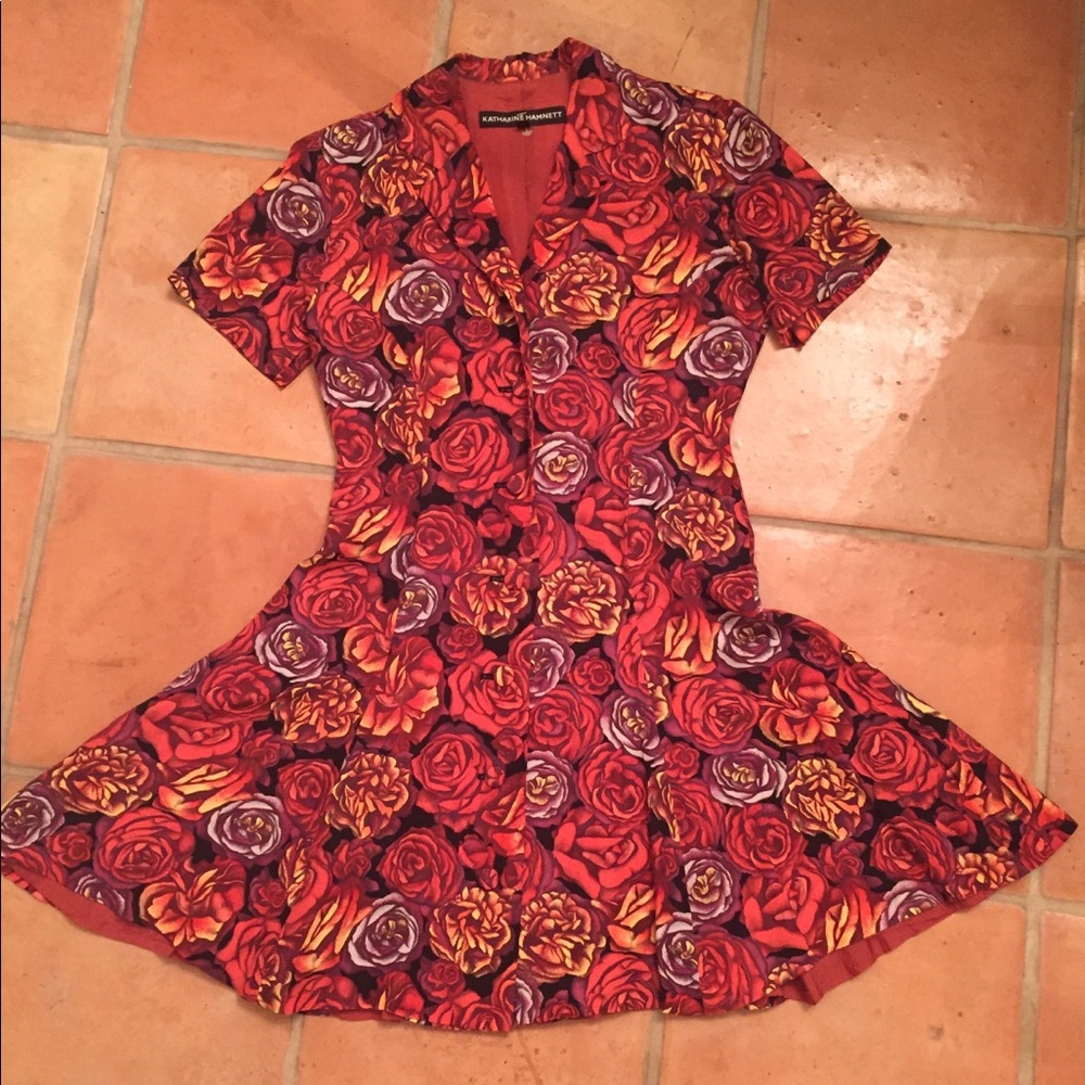 Vintage Katharine Hamnett Red Rose Dress